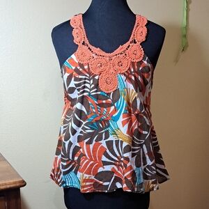 Type Z Pink Cropped Embellished Tank Top